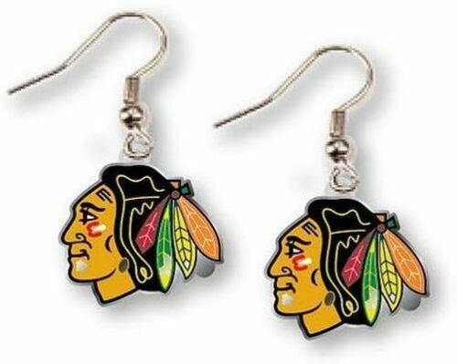 CHICAGO BLACKHAWKS - TEAM LOGO - DANGLE EARRINGS BRAND NEW - NHL-ER-015-04 - Picture 1 of 1