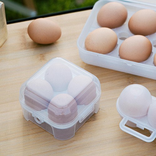 4 Grid Egg Container with Lid Egg Storage Box for Hiking Refrigerator Travel - Bild 4 von 7