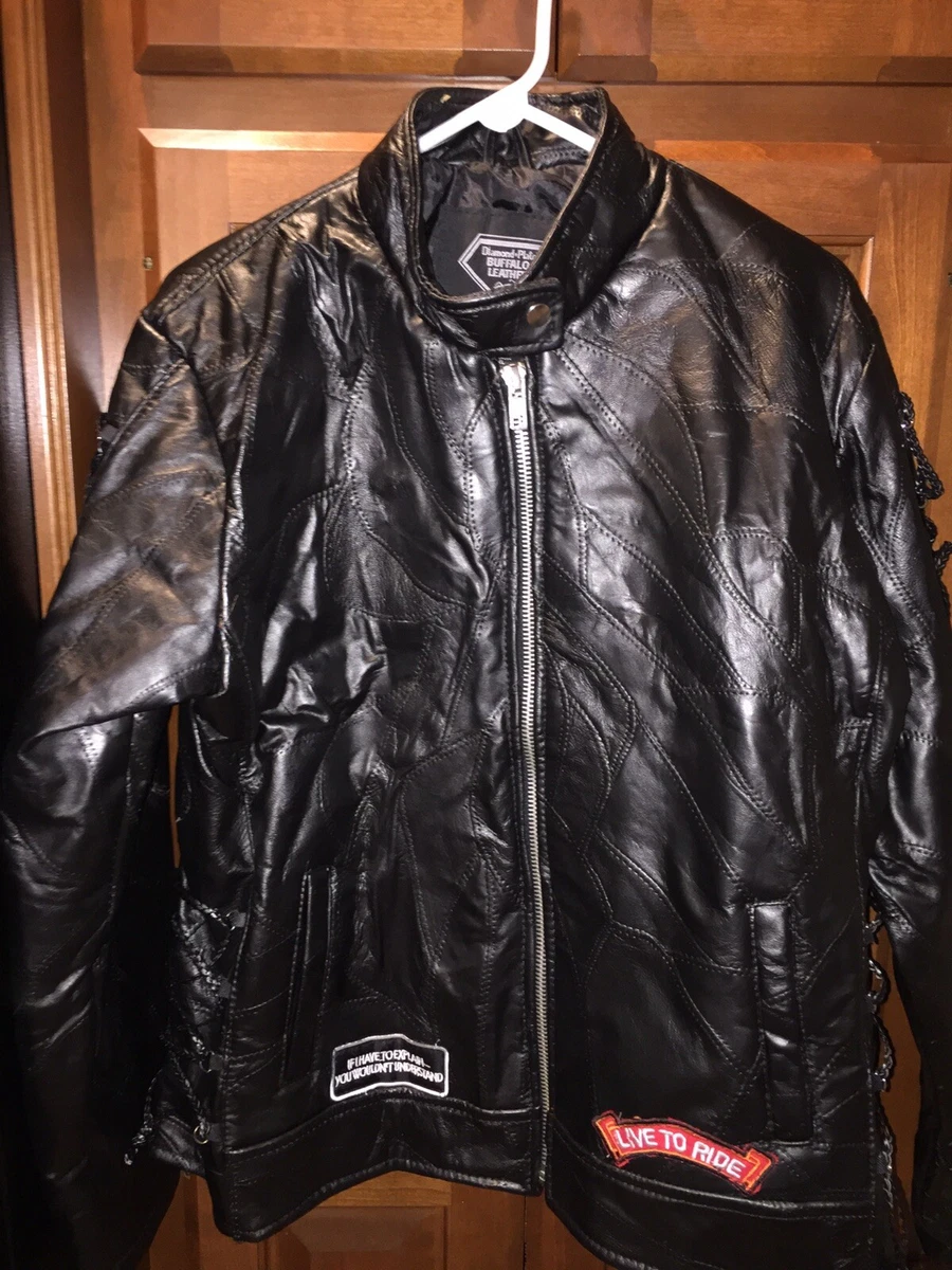 Diamond plate buffalo leather jacket sale