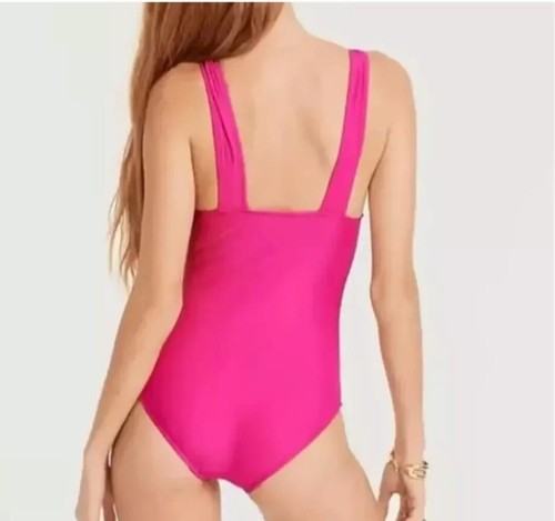Traje de baño J.Crew para mujer acanalado cuello en V de una pieza radiante fucsia BC116 talla 2 NUEVO - Imagen 2 de 15