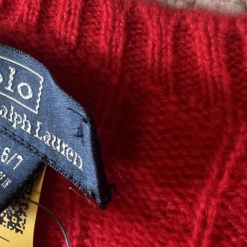 NWT Polo Ralph Lauren Kids 6/7 Iconic Cable Knit Cashmere Red Sweater Boys Girls - Picture 7 of 8