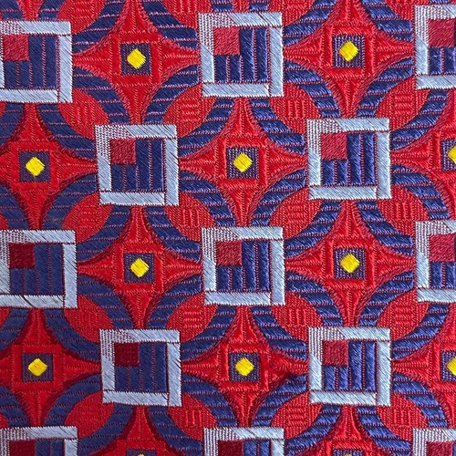 Robert Talbott Nordstrom Necktie Red Blue Yellow Squares Batik Geometric - Picture 4 of 5