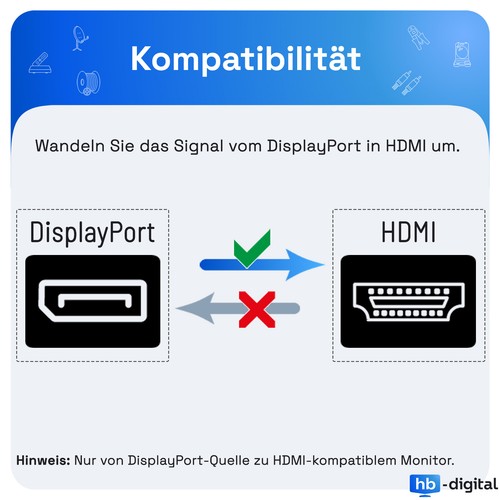 DisplayPort 1.1 Stecker auf HDMI Buchse Adapter 1080p Konverter DP TV Kabel - Afbeelding 3 van 8