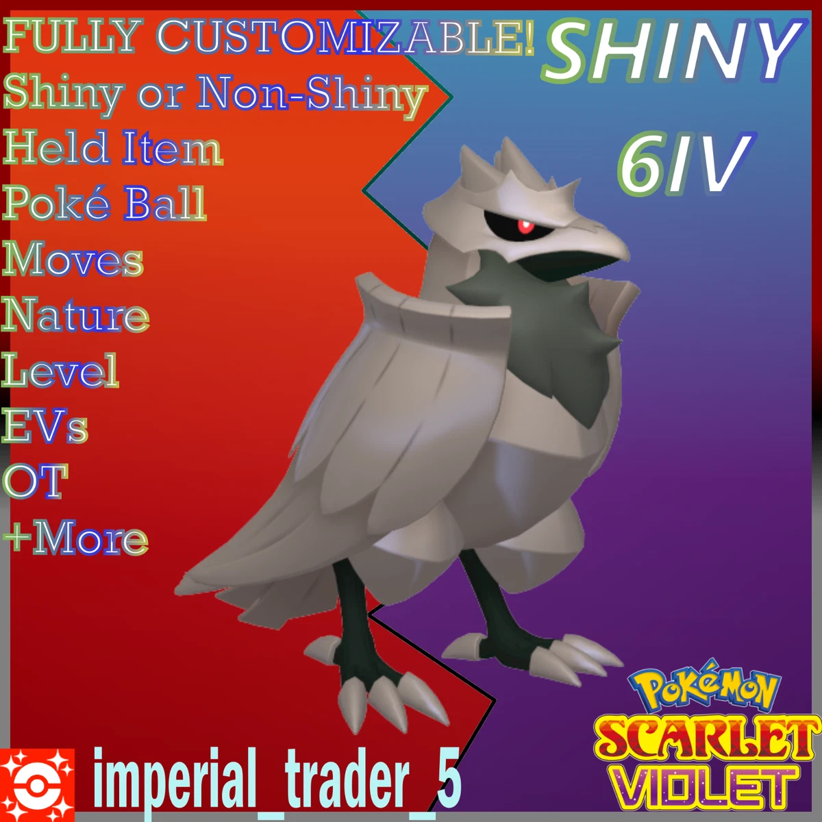 6IV Shiny Corviknight Pokemon Scarlet and Violet