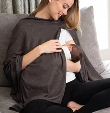 Seraphine Bamboo & Cotton Blend Nursing Cover in Dark Brown One Size