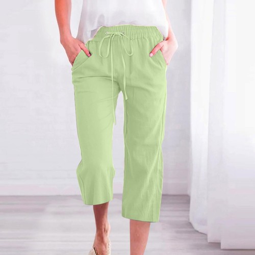 Women High Waisted Wide Leg Pants Drawstring Elastic Trousers With Pockets - Picture 34 of 51