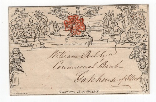 Großbritannien GB 1840 Mulready mit Rotem Malteserkreuz