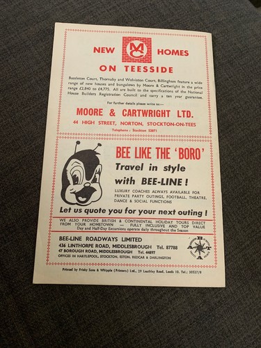 1969/70 Middlesbrough V Swindon Town Football Programme - Picture 2 of 3