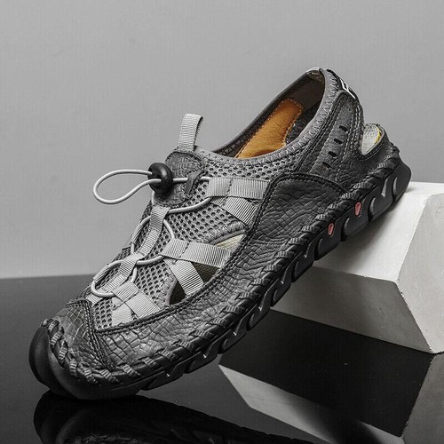  Men's Outdoor Leisure Sports Beach Shoes Mesh Breathable Hiking Flat Closed Toe - Picture 3 of 15