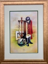 Michael Scaraglino "Equestrian Illustration" Custom FRAMED Horse Jockey Art NEW!