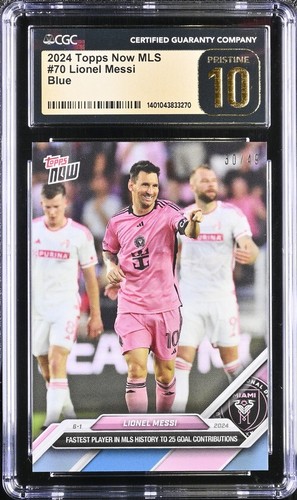 2024 Topps Now MLS #70 Lionel Messi Blue /49 card CGC 10 Pristine Gold Label - Picture 1 of 2