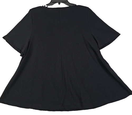 Lane Bryant ~Woman Size 14/16~ Black Blouse Top Short Sleeve Cotton Blend NWT$39 - Picture 10 of 11