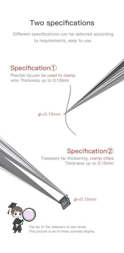 QianLi Mega Idea 0.10mm, 0.15mm, 00-SA, SS-SA, 7-SA Non Magnetic Tweezers - Picture 7 of 12