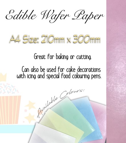12 Sheets Top That Edible Coloured Wafer Paper - A4 sized- Choose your colours - Picture 3 of 11