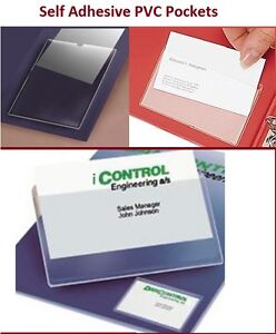 adhesive self card business pockets clear transparent sleeves credit plastic