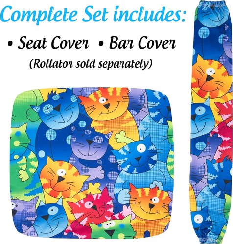 Universal Rollator Walker Seat & Backrest Covers - Blue, Washable Polyester/N... - Picture 8 of 9