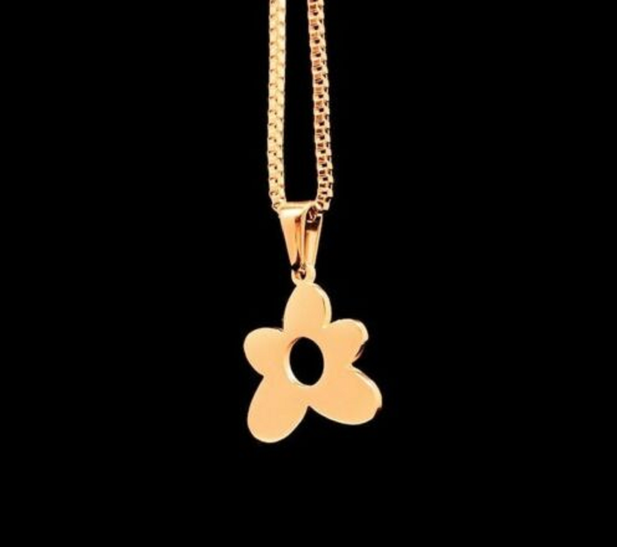 Gold Le Fleur Charm Necklace, Golf Wang, Tyler The Creator Gold Le Fleur Charm Necklace, Golf Wang, Tyler The Creator