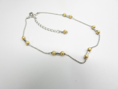 Goldfarbene Perlen Silberfarbene Perlenkette Fußkette Vintage