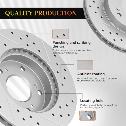 Rear Drilled Slotted Disc Brake Rotors For 2011 - 2022 Ram 2500 3500 1500 Dodge - Foto 2 di 6