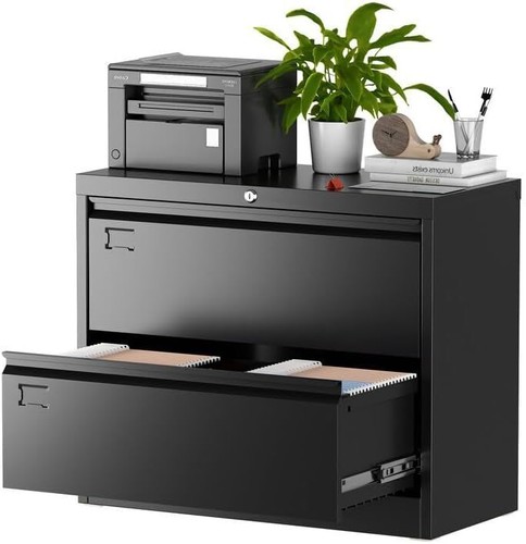 2 Drawer Wide Lateral File Cabinet,Metal Filing Cabinet with Lock