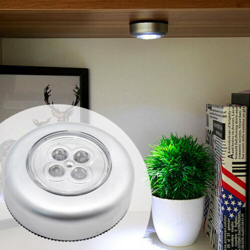 Self-Stick on Push Button Light 4 LED Touch Battery Powered Cabinet Spot Lamp UK - Picture 3 of 13