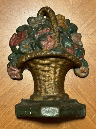 VICTORIAN ERA WELL USED HUBLEY? #8 GUSSEISEN BLUMENKORB TÜRSTOPPER BUCHSTÜTZE