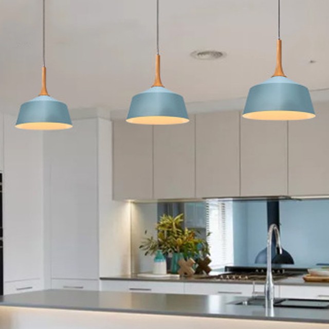 Wood Pendant Light Blue Modern Chandelier Lighting Kitchen Island Wood Pendant Light Blue Modern Chandelier Lighting Kitchen Island Ceiling Lights