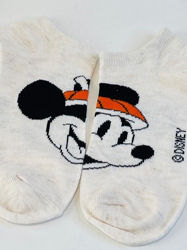 NEW MICKEY MOUSE PUMPKIN POLKA DOT DISNEY 3PR HALLOWEEN NO SHOW SOCKS*SMALL-MED. - Picture 2 of 2