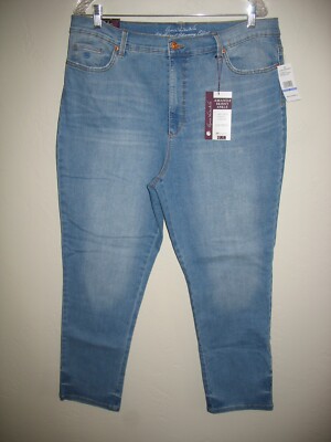 New Gloria Vanderbilt Amanda Blue Jeans Sz 18 Skinny Ankle Light Denim Womens