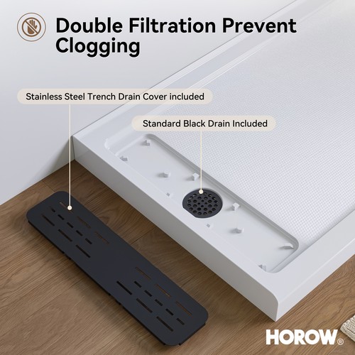 HOROW Shower Base, Slip-Resistant Rectangle Single Threshold Shower Pan - Picture 5 of 22