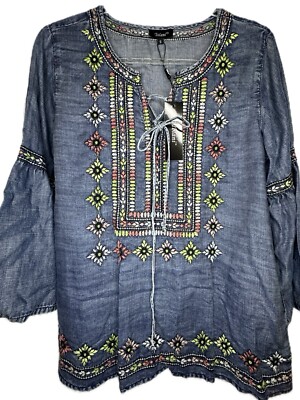 *NWT* Tolani Top from SUNDANCE Floral Embroidered Boho Blouse Women s Small