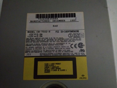 Panasonic CW-7502-B 8X 4X SCSI 50 PIN. Internal CD-R Drive - CW-7502B / CW7502B - Afbeelding 1 van 3