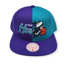 Mitchell & Ness Charlotte Hornets Split Crown HWC Adjustable Snapback Hat Cap