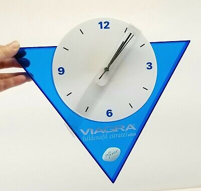 Viagra Pfizer Sales Rep Advertising Clock Battery Blue White Plastic Nib Mint Ebay