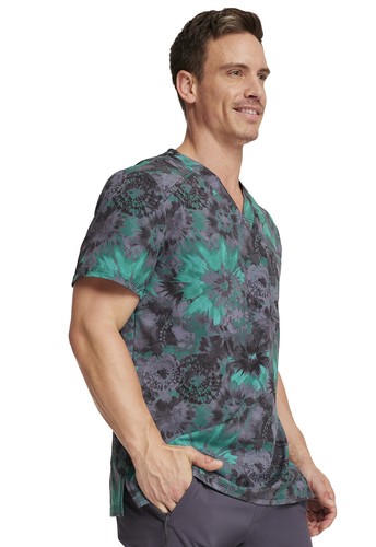 Texture Burst Cherokee Scrubs Infinity Mens V Neck Top CK902 TRBU - Picture 4 of 5