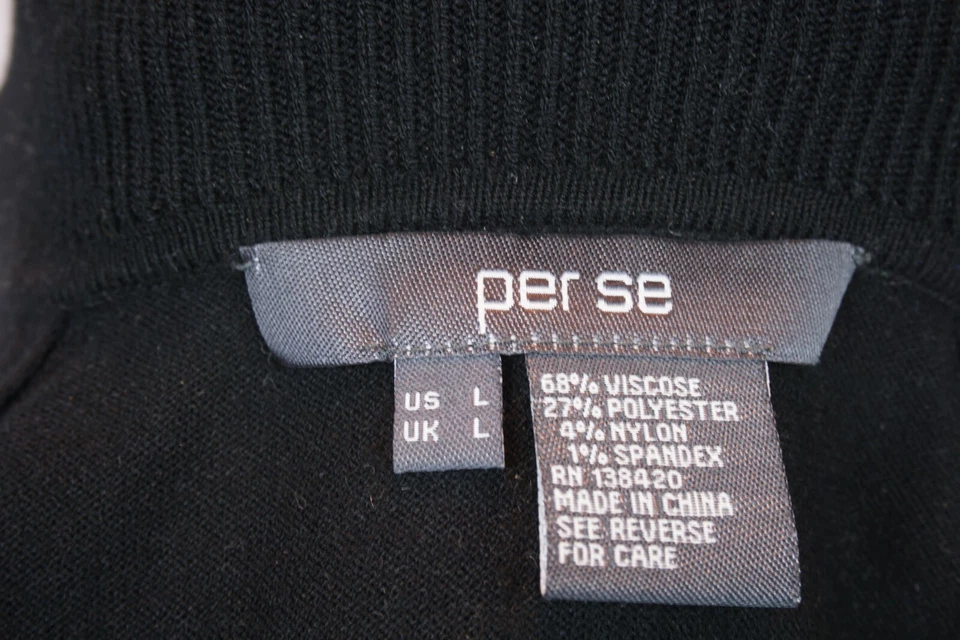 Per Se водолазка свитер черный молнии золотой кисточки разделить шеи размер большой - Изображение 4 из 4