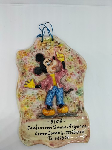 maiolica piastrella pubblicitaria Sica Confezioni Uomo Milano Mickey Mouse - Foto 2 di 4