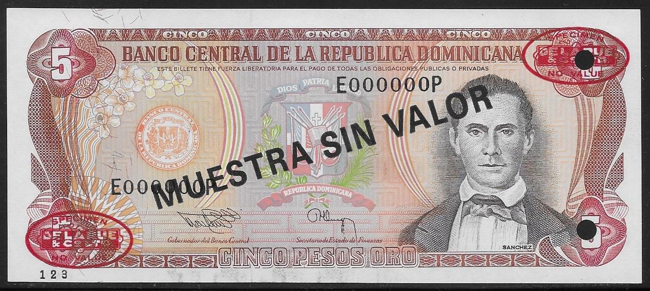 Dominican Republic 5 Pesos Oro 1994 Specimen Unc