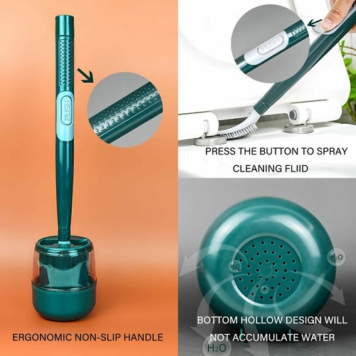 Punch-Free Wall Hanging Long Handle Silicone Toilet Brush with Liquid TongueType - Picture 4 of 7