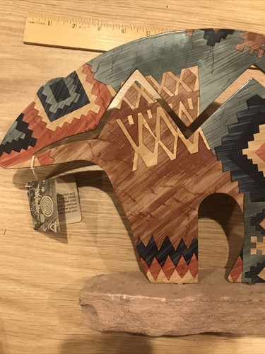 Große Fetisch Medizin Bär Clan Figur Metall Sandstein von Lazart 12" B x 9" H - Bild 2 von 10