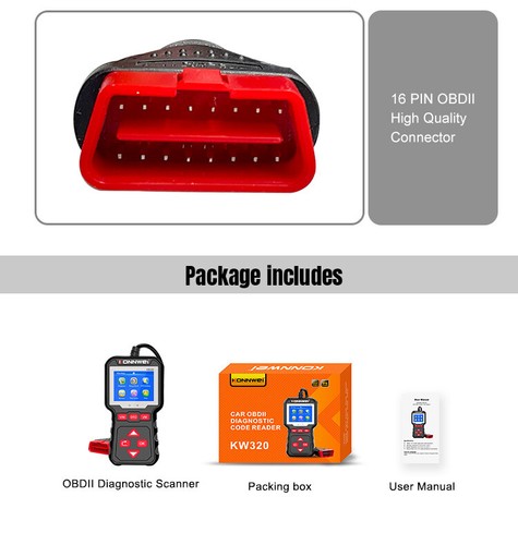 KW320 Profesional Coche OBD2 Escáner Motor Lector de Código de Fallas Herramienta de Escaneo de Diagnóstico - Imagen 16 de 16