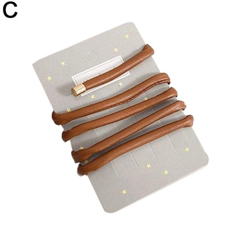 Women PU Leather Hair Ties Ponytail Holder Leather Hair Rope Wire Headbands - Picture 11 of 23