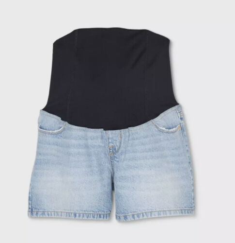 Women's Crossover Panel Midi Maternity Jean Shorts -Isabel Maternity -6/28