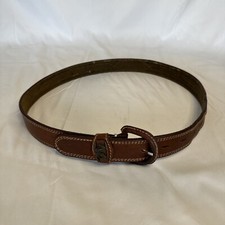 46 Brown Leather Western Belt Metal Horse Accent