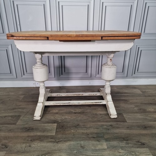 Mesa de comedor vintage retro de madera con cajón extensible hoja doble pedestal roble - Imagen 5 de 24