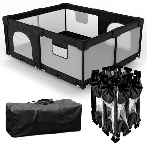Dearlomum Foldable Baby Playpen with Gate, Extra Large Collapsible Play Yard ...
