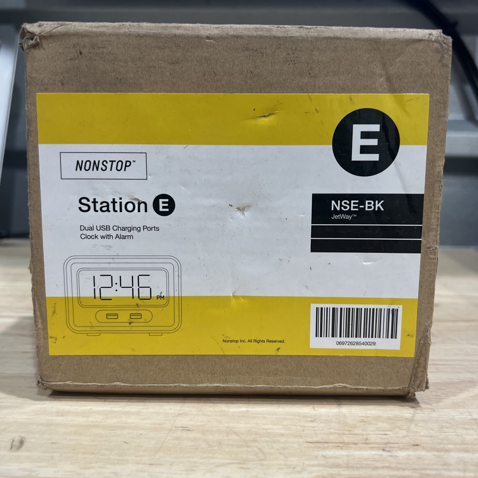 NEW! Nonstop Station E Black Clock w/Alarm JetWay NSEBK Dual USB