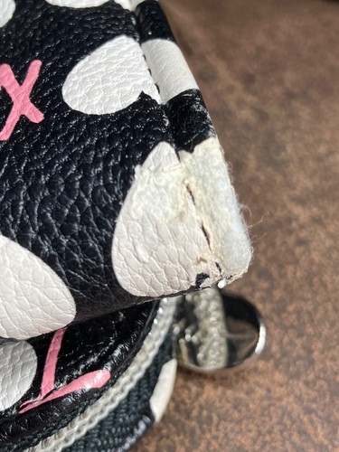 BETSEY JOHNSON Black & White Heart BIG BOW CROSSBODY BAG PURSE Pink Trim WALLET - Picture 10 of 11