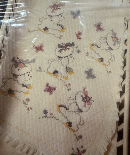 Sunset Welcome Baby Quilt Ewe Are So Sweet Stamped Cross Stitch Kit 8102 NEW HTF - Picture 2 of 8