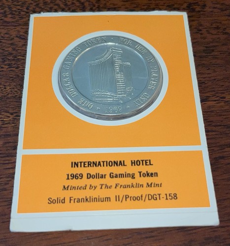 Franklin Mint Proof DGT-158 1969 International Hotel $1 Dollar Gaming Token - Picture 2 of 7